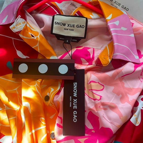 NEW | Show Xue Gao Silk Collage Button Down Shirt - Picture 6 of 8